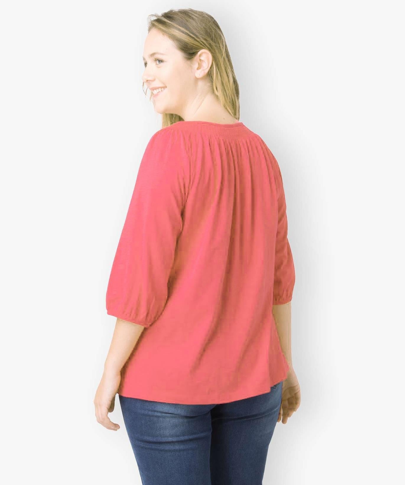 KOTTY Casual 3/4 Sleeve Solid Women Pink Top 