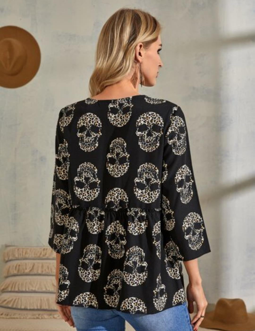 KOTTY Casual Printed Women Black, Beige Top 