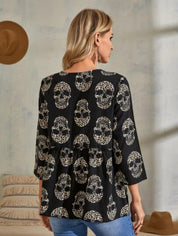 KOTTY Casual Printed Women Black, Beige Top 