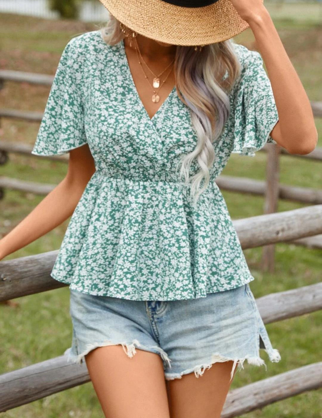 KOTTY Casual Printed Women Green, White Top 