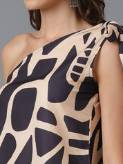KOTTY Casual Printed Women Black, Beige Top 