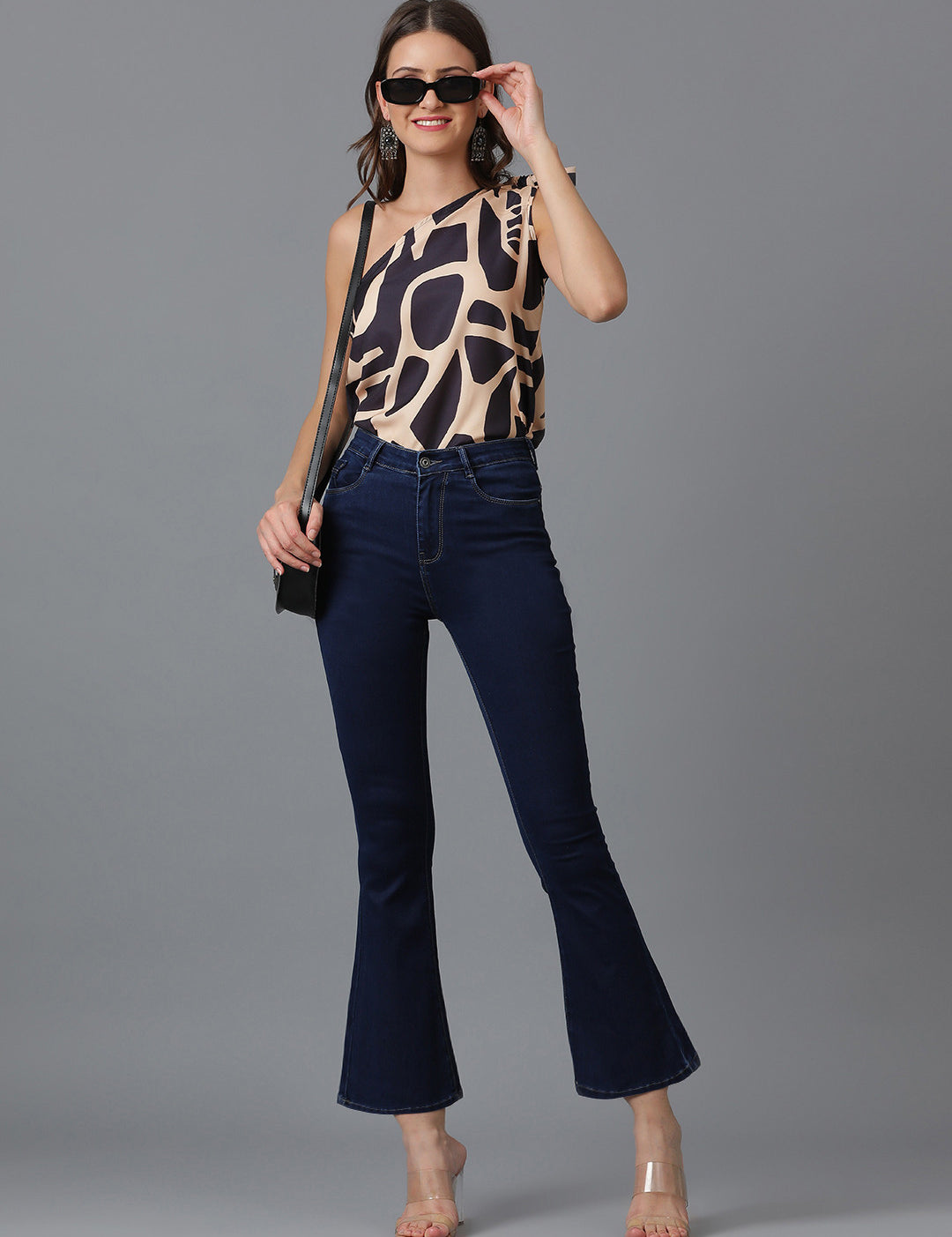 KOTTY Casual Printed Women Black, Beige Top 