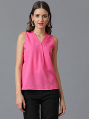 KOTTY Casual Solid Women Pink Top 