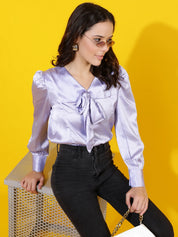 KOTTY Casual Solid Women Purple Top 
