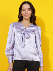 KOTTY Casual Solid Women Purple Top 