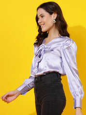 KOTTY Casual Solid Women Purple Top 