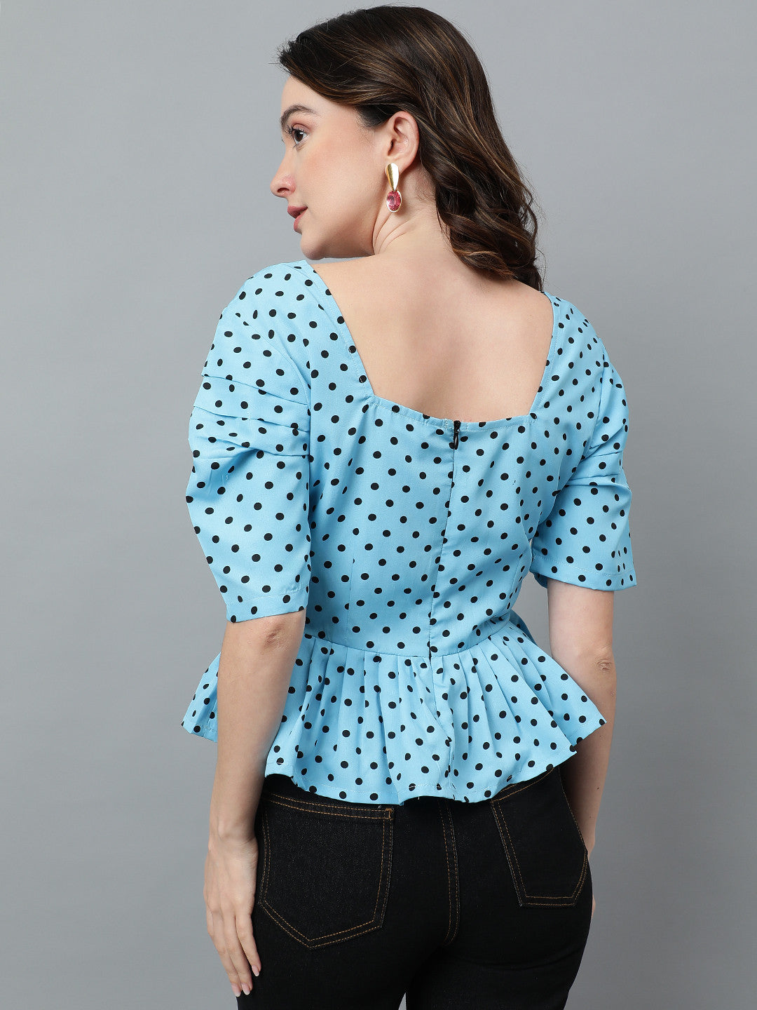 KOTTY Casual Printed Women Light Blue, Black Top 