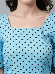 KOTTY Casual Printed Women Light Blue, Black Top 