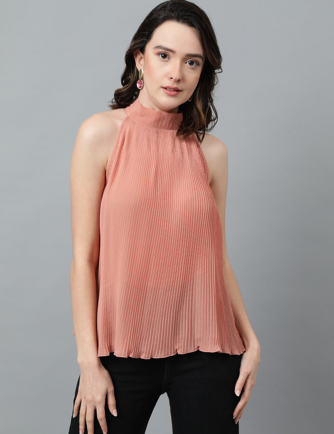 KOTTY Casual Self Design Women Pink Top 