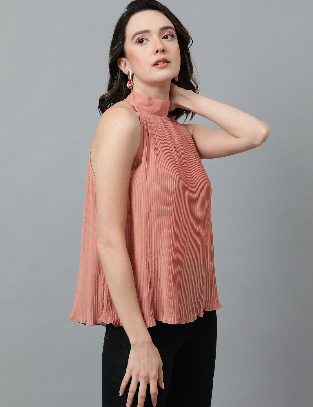 KOTTY Casual Self Design Women Pink Top 