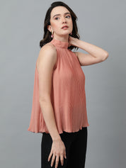 KOTTY Casual Self Design Women Pink Top 