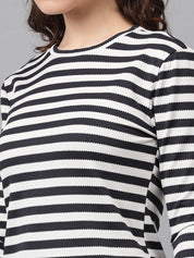 KOTTY Casual Striped Women Black, White Top 