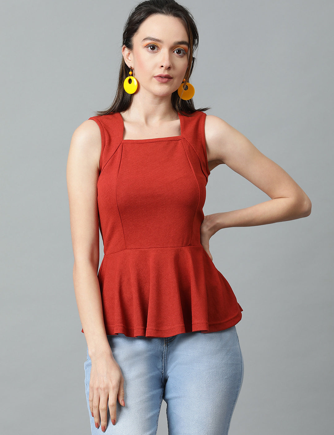 KOTTY Casual Solid Women Red Top 