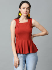 KOTTY Casual Solid Women Red Top 