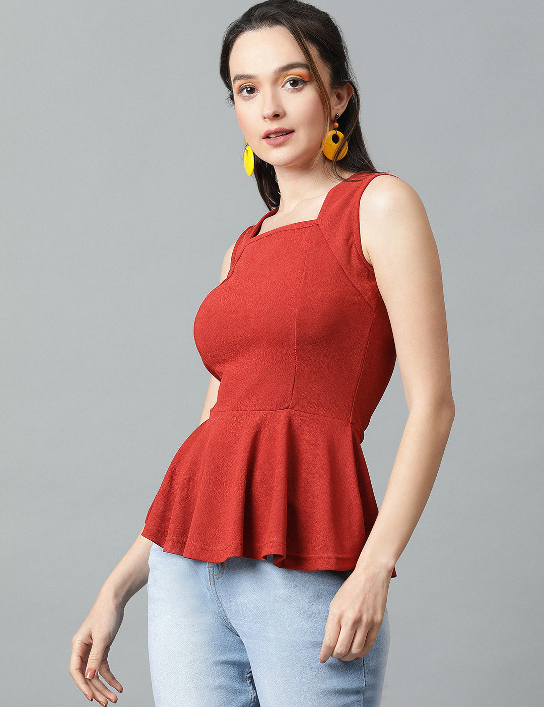 KOTTY Casual Solid Women Red Top 