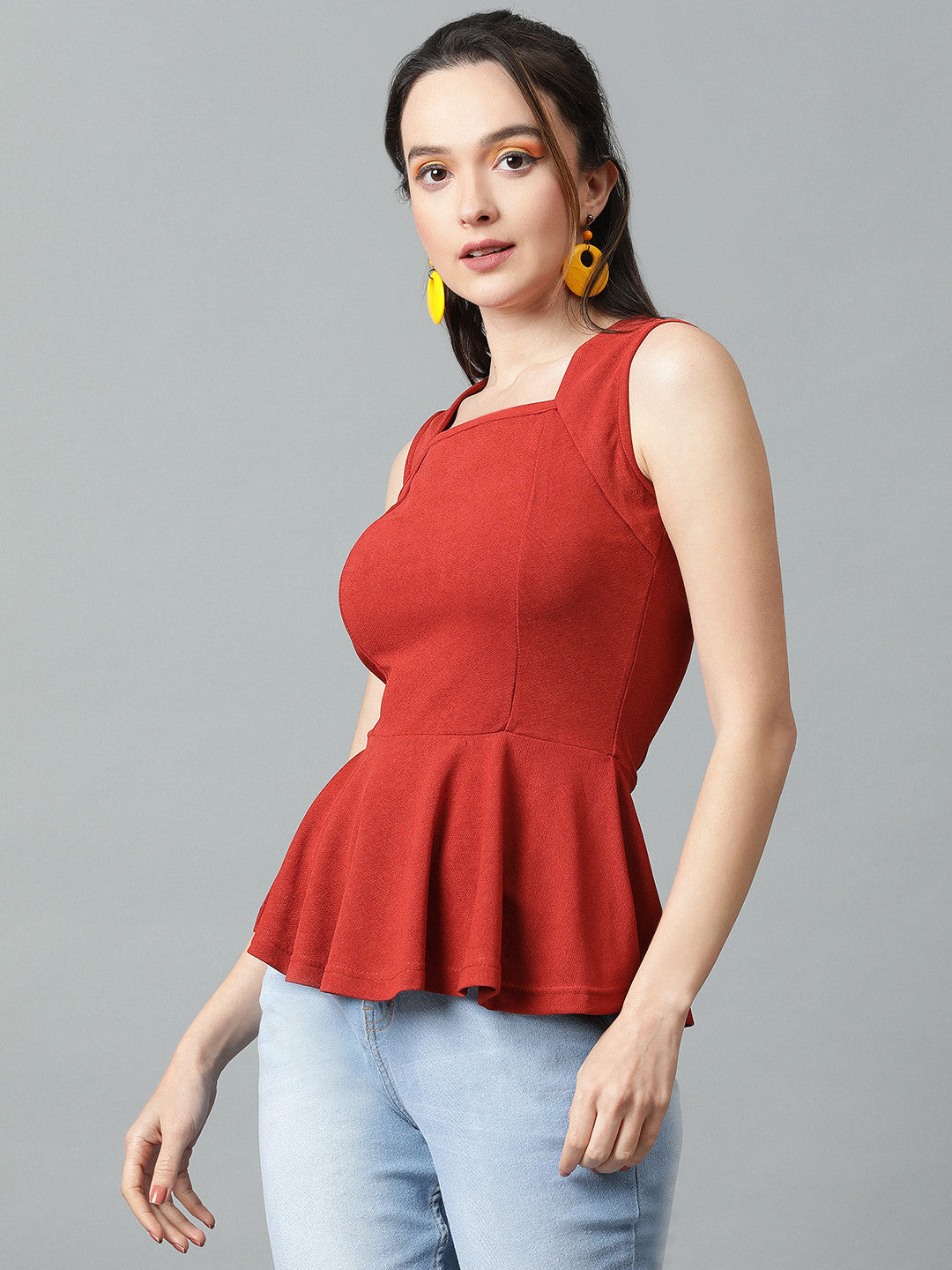KOTTY Casual Solid Women Red Top 