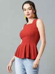 KOTTY Casual Solid Women Red Top 