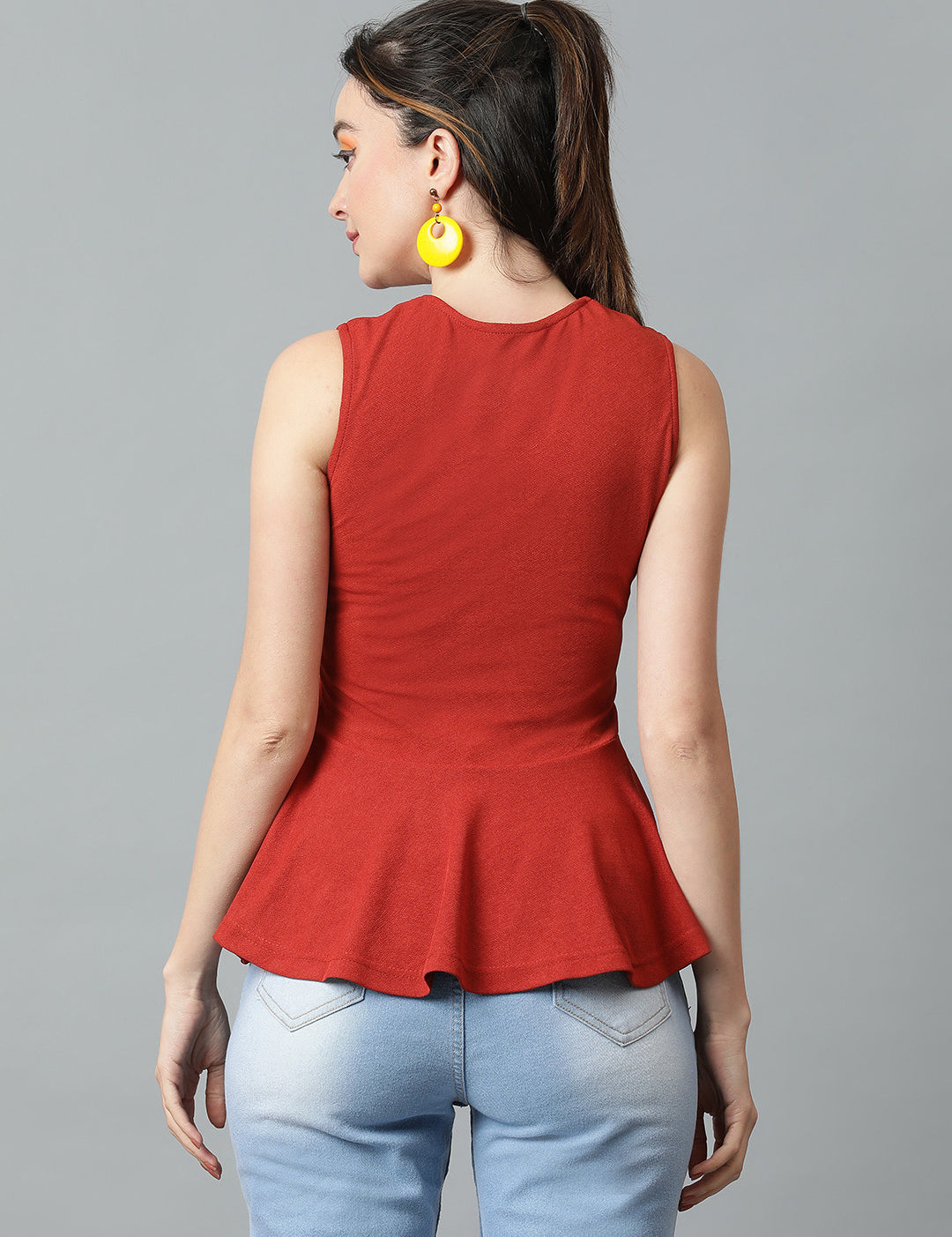 KOTTY Casual Solid Women Red Top 