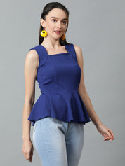 KOTTY Casual Solid Women Blue Top 