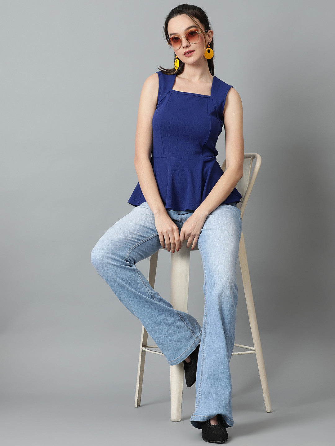 KOTTY Casual Solid Women Blue Top 