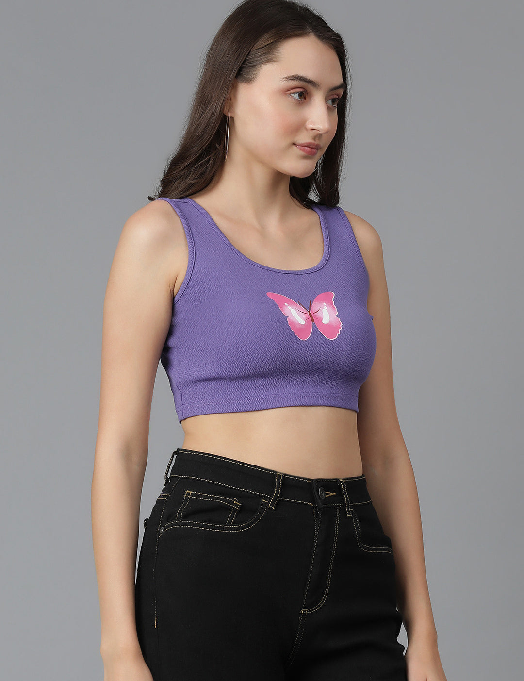 KOTTY Casual Printed Women Purple Top 
