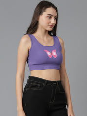 KOTTY Casual Printed Women Purple Top 