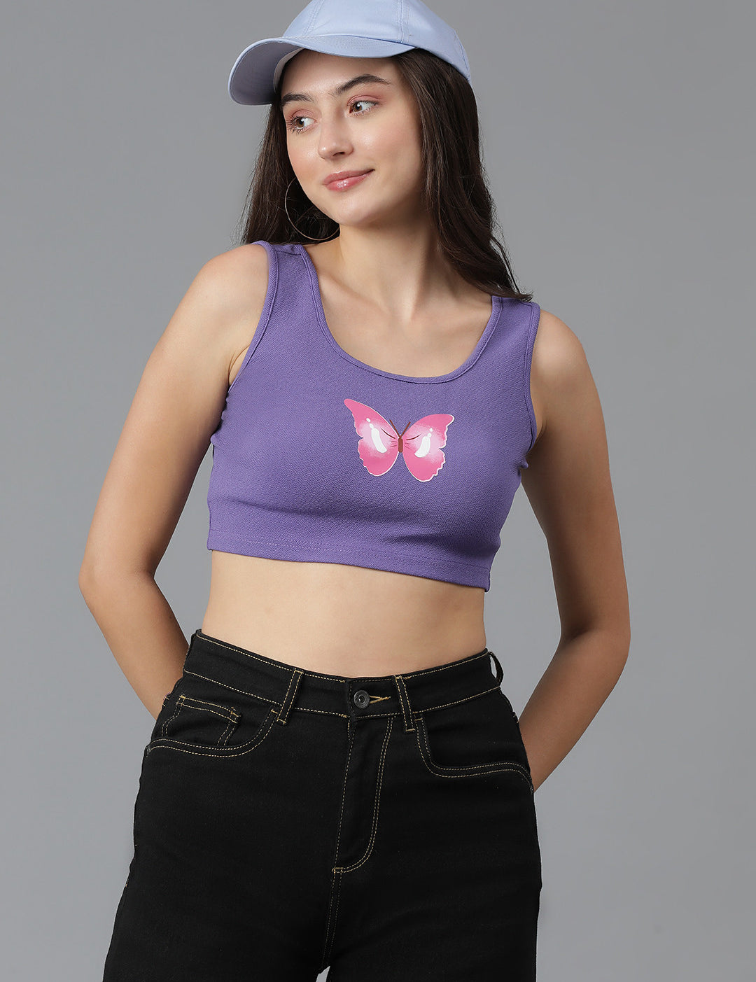 KOTTY Casual Printed Women Purple Top 