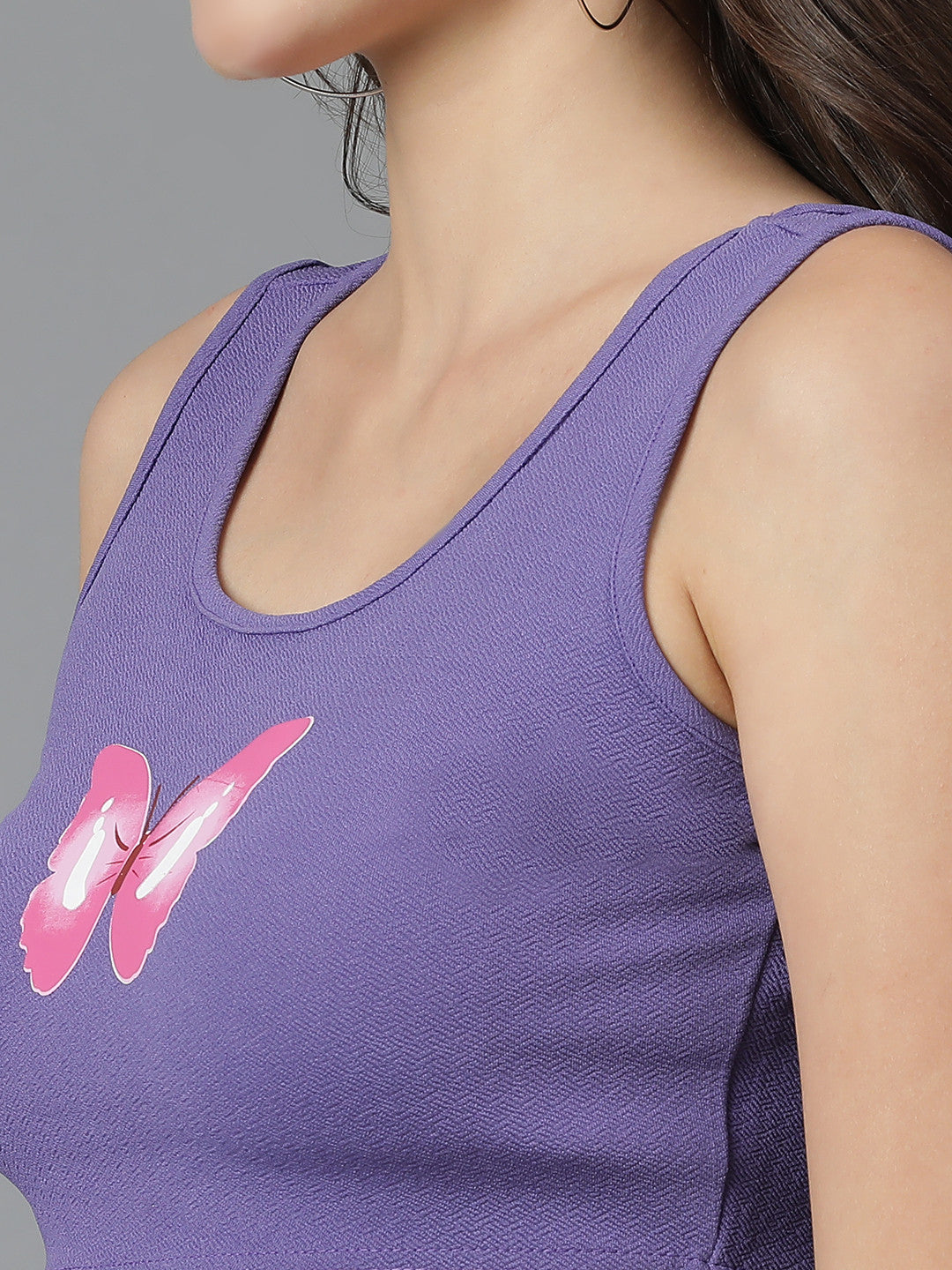 KOTTY Casual Printed Women Purple Top 