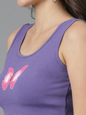 KOTTY Casual Printed Women Purple Top 