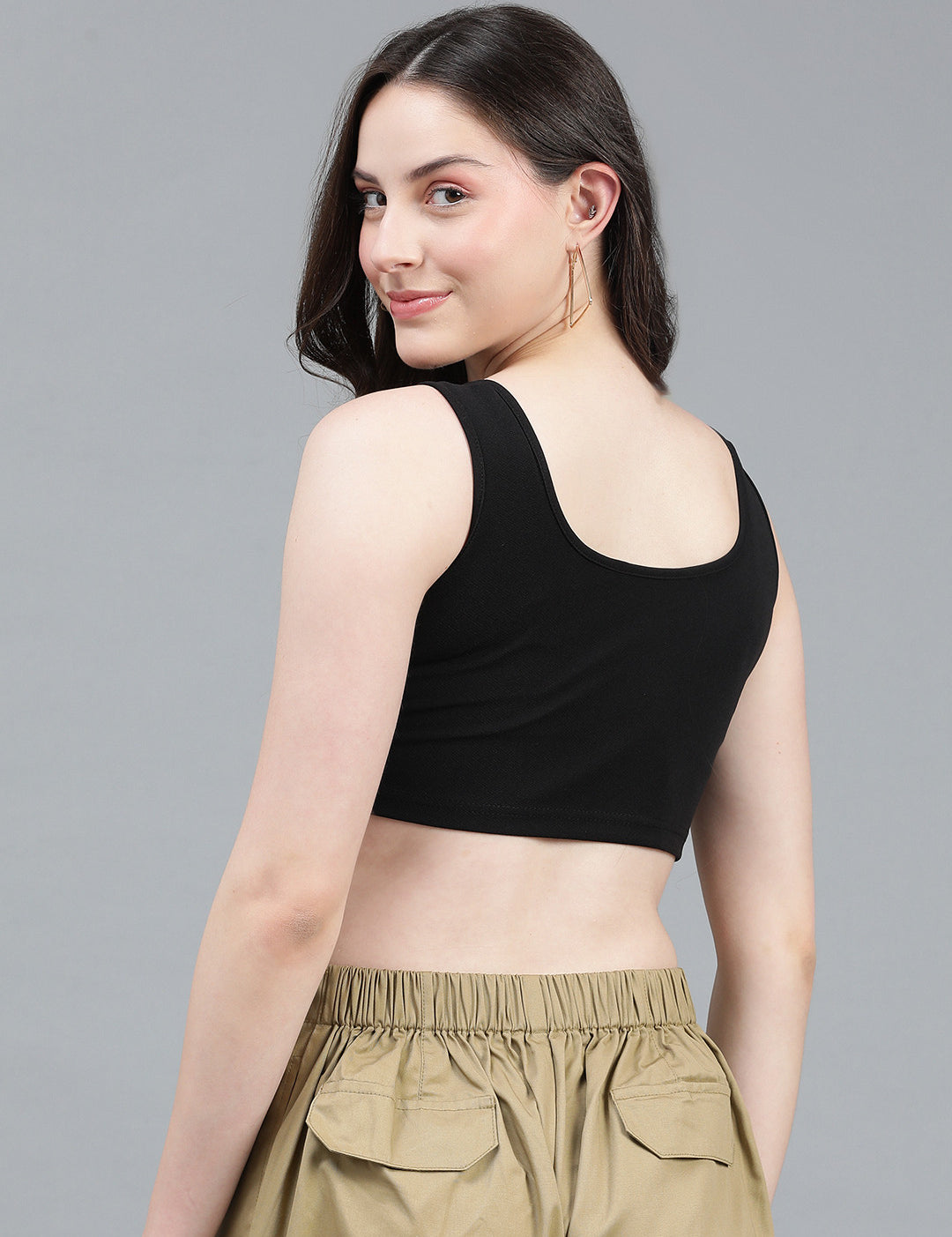 KOTTY Casual Printed Women Black Top 