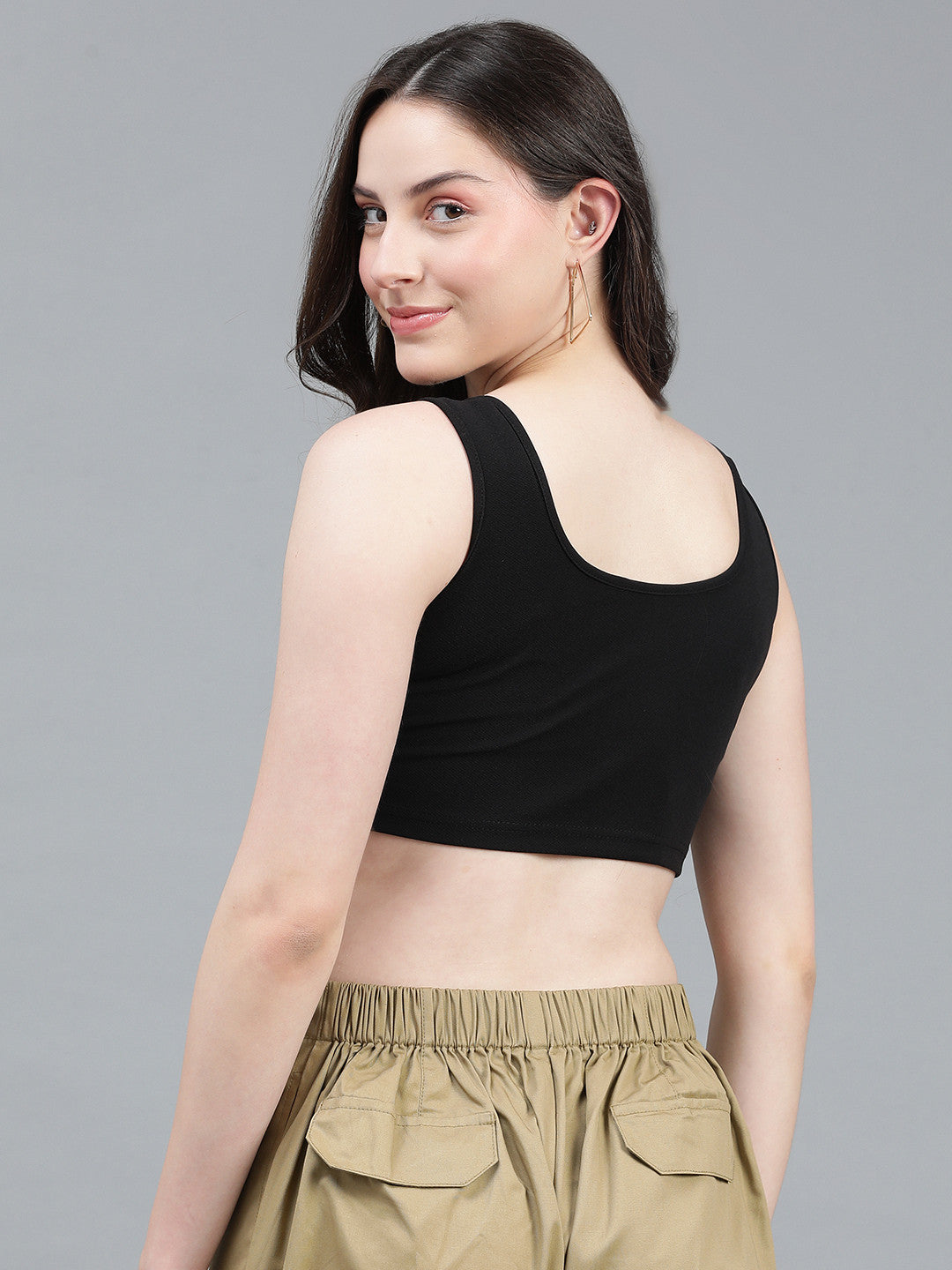 KOTTY Casual Printed Women Black Top 