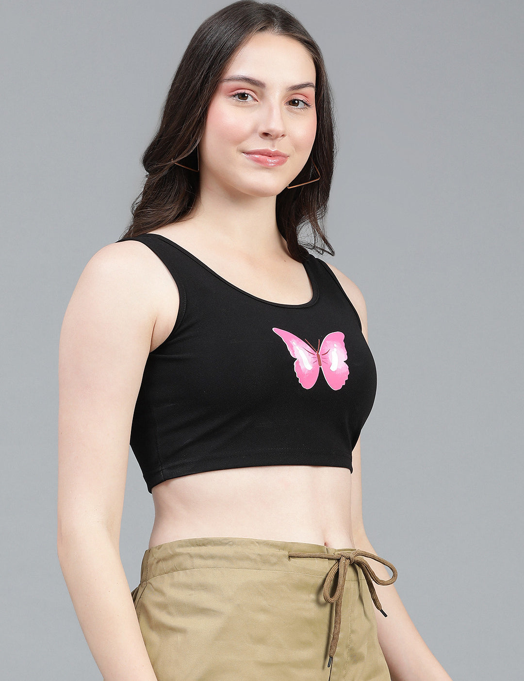 KOTTY Casual Printed Women Black Top 