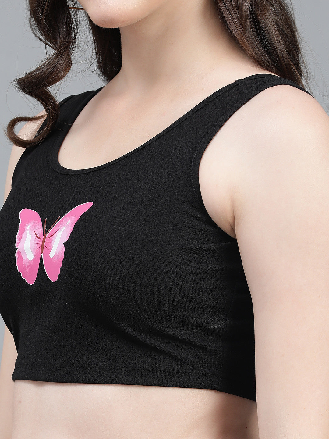 KOTTY Casual Printed Women Black Top 