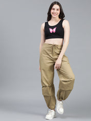 KOTTY Casual Printed Women Black Top 