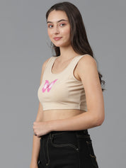 KOTTY Casual Printed Women Beige Top 