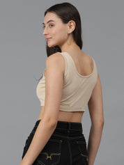 KOTTY Casual Printed Women Beige Top 