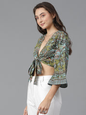 KOTTY Casual Printed Women Gold Top 