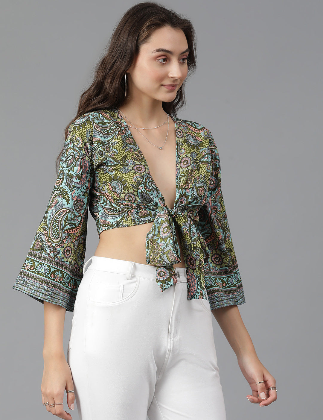 KOTTY Casual Printed Women Gold Top 