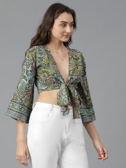 KOTTY Casual Printed Women Gold Top 