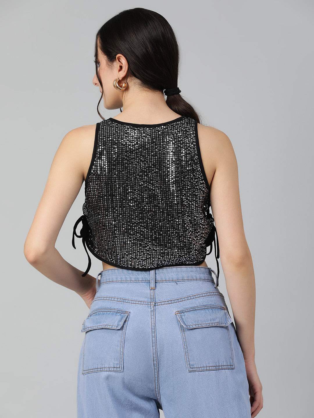 KOTTY Casual Solid Women Black Top 