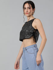 KOTTY Casual Solid Women Black Top 