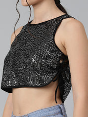 KOTTY Casual Solid Women Black Top 