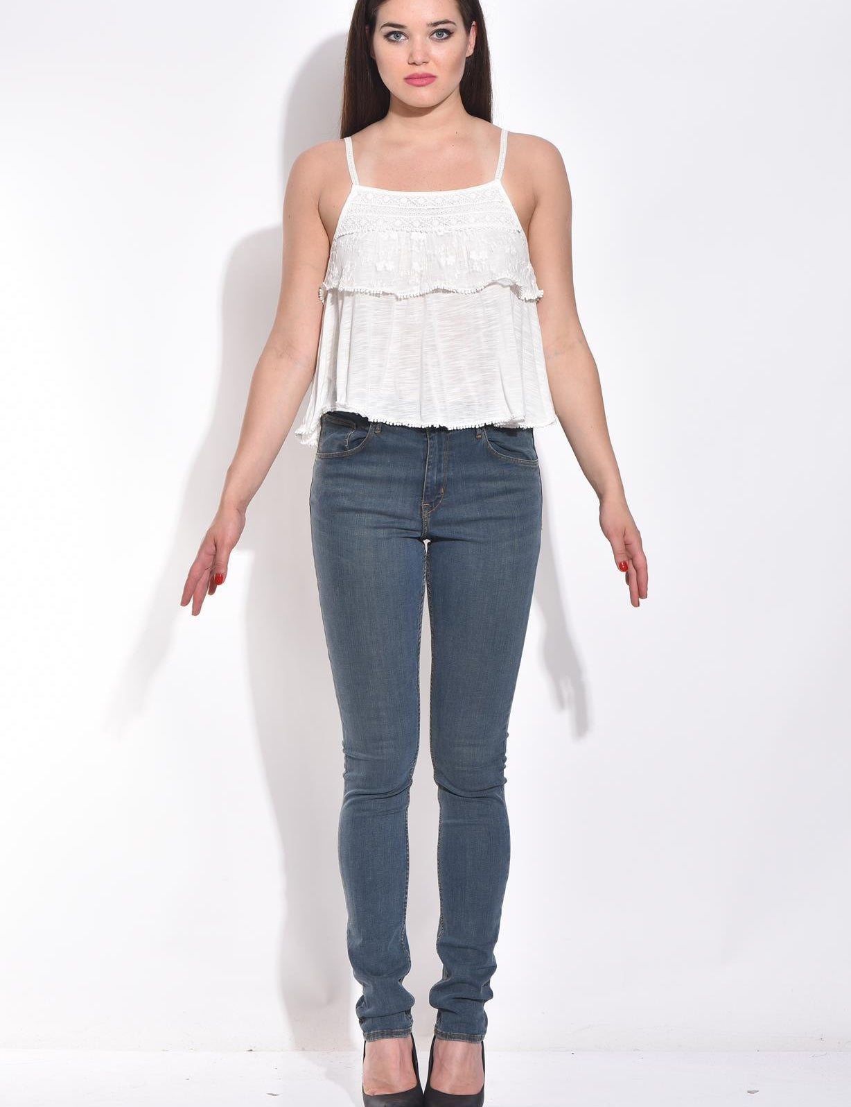 KOTTY Casual Sleeveless Solid Women White Top 