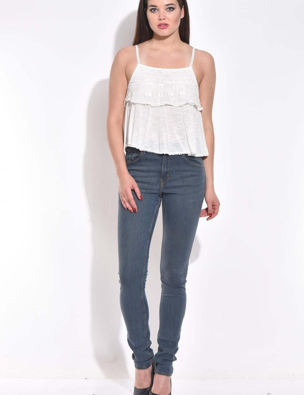 KOTTY Casual Sleeveless Solid Women White Top 