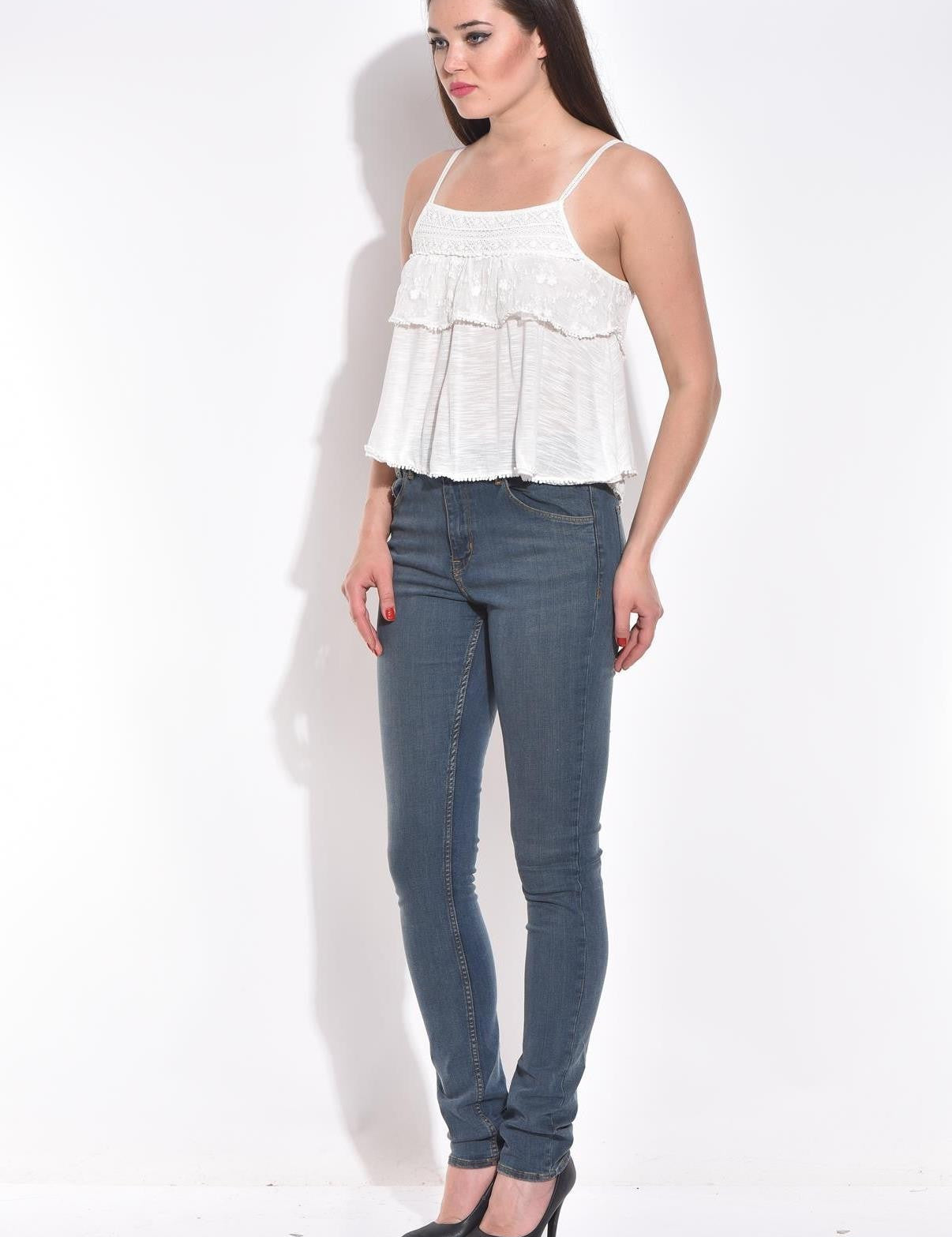 KOTTY Casual Sleeveless Solid Women White Top 