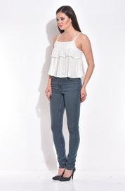KOTTY Casual Sleeveless Solid Women White Top 