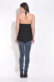 KOTTY Casual Sleeveless Printed Women Black Top 