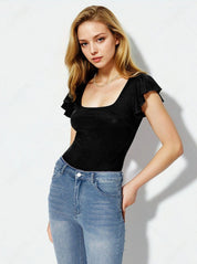 KOTTY Casual Solid Women Black Top 