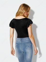 KOTTY Casual Solid Women Black Top 