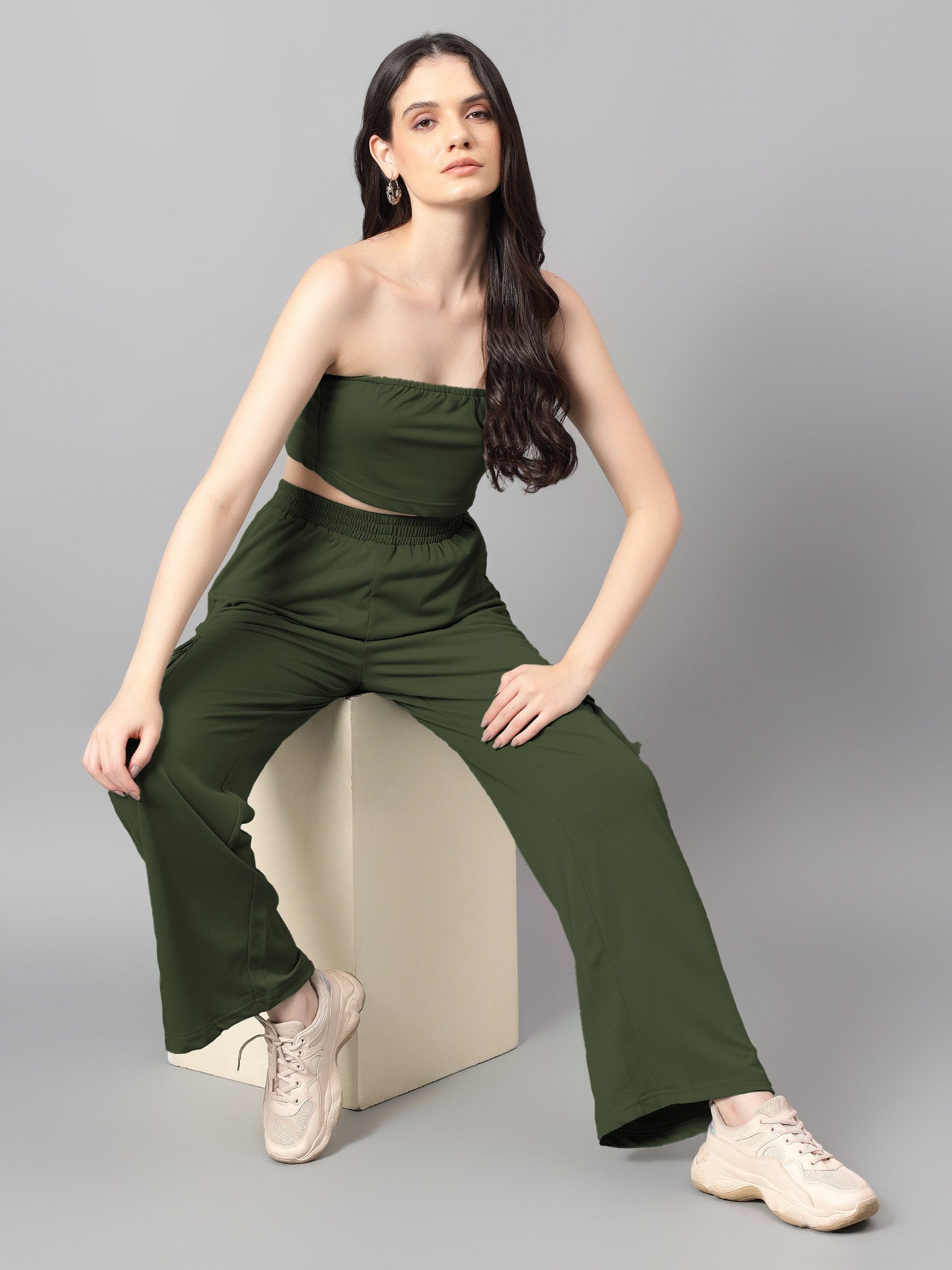 KOTTY Casual Solid Women Green Top 
